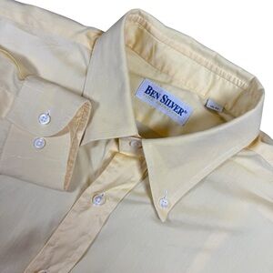 Ben Silver Men’s Medium 16-32 Yellow Oxford Cotton Button-Down Classic Fit Shirt